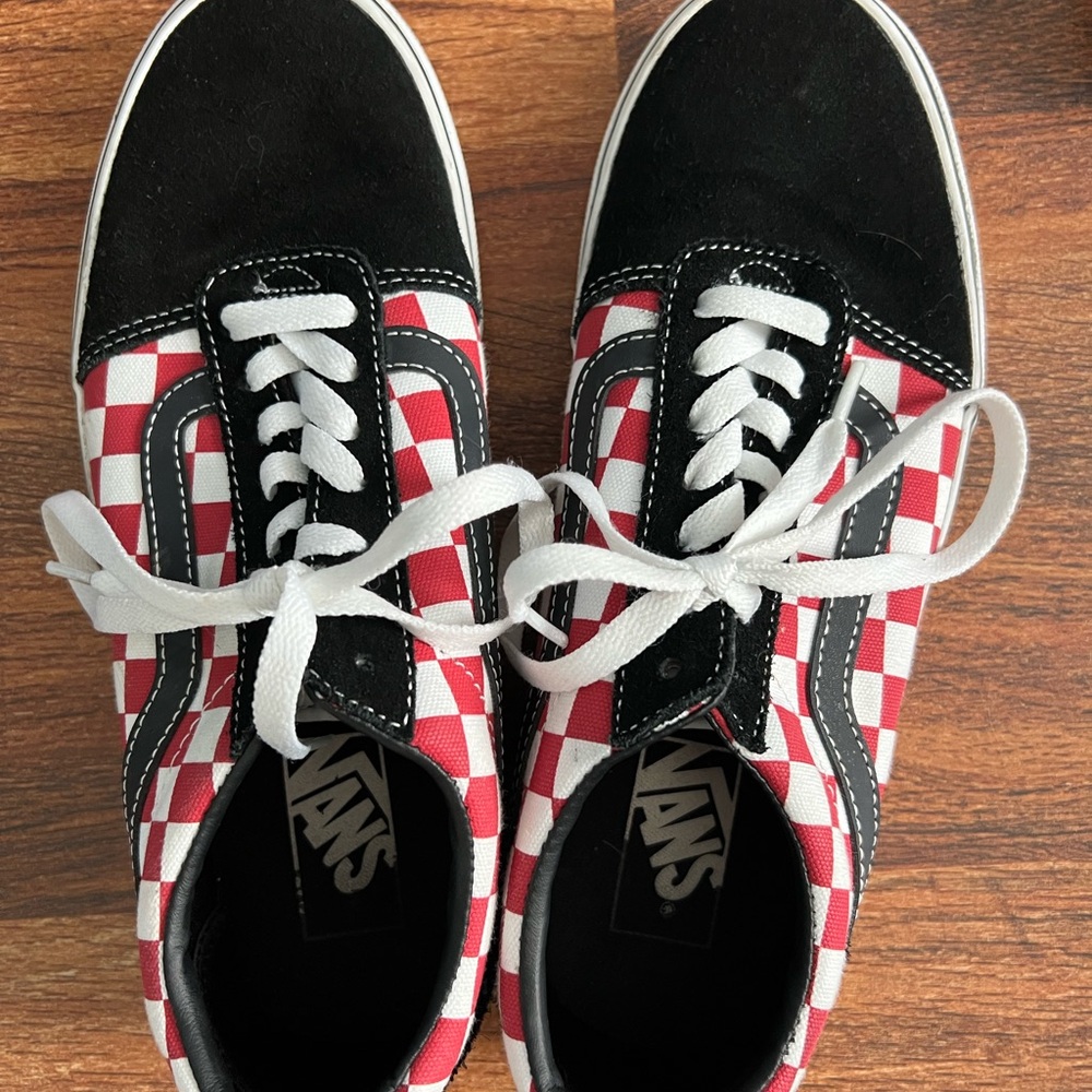 Vans Black and Red Checkered Sneakers